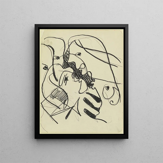 Quatre têtes - Ernst Ludwig Kirchner — framed artwork on a wall