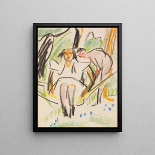 Fränzi in the Hammock - Ernst Ludwig Kirchner — framed artwork on a wall