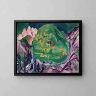 Pasture of cows Galtvieh - Ernst Ludwig Kirchner — framed artwork on a wall
