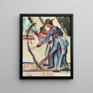 Ouvriers de la voie ferrée ouvriers routiers - Ernst Ludwig Kirchner — framed artwork on a wall
