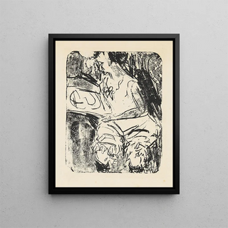 Girl looking at a chart - Ernst Ludwig Kirchner — framed artwork on a wall