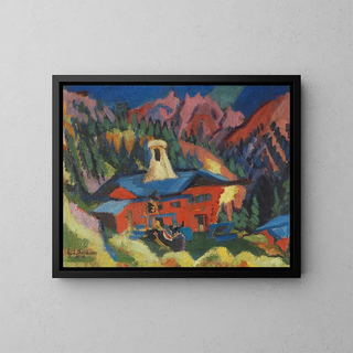 House on the Crest - Ernst Ludwig Kirchner — framed artwork on a wall