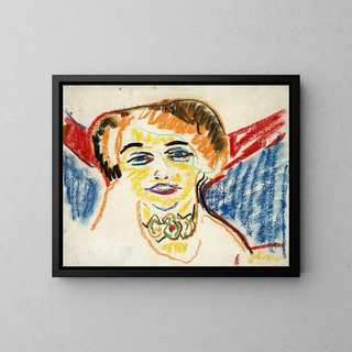 Tête de femme - Ernst Ludwig Kirchner — framed artwork on a wall