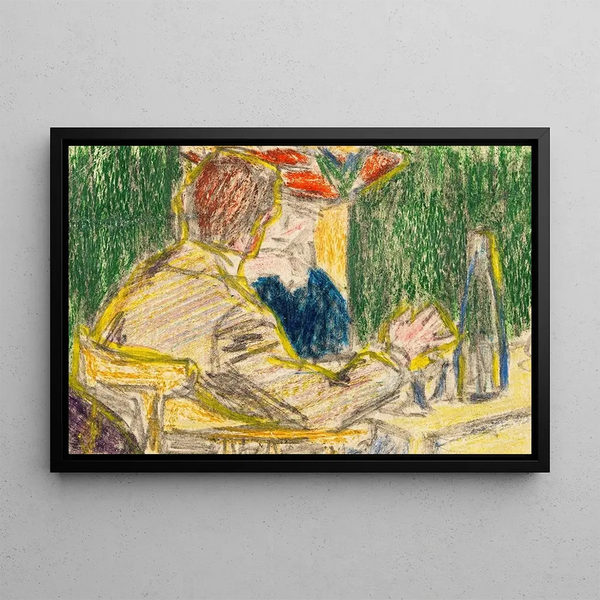 Kirchner and Dodo at the Dresden Café - Ernst Ludwig Kirchner — framed artwork on a wall