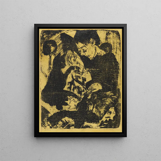 Boy with a Cat - Ernst Ludwig Kirchner — framed artwork on a wall
