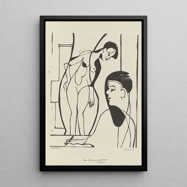 Artist and Model - Ernst Ludwig Kirchner — framed artwork on a wall