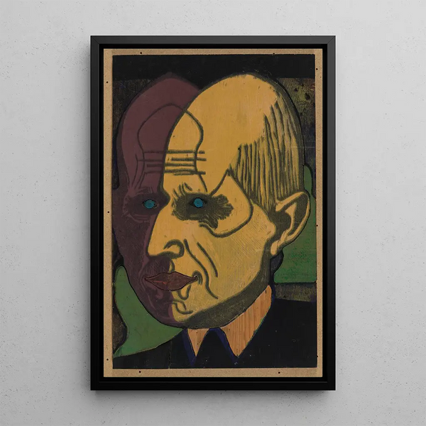 Head of Dr. Bauer Farbstock II - Ernst Ludwig Kirchner — framed artwork on a wall