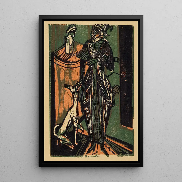 Lady with Dog - Ernst Ludwig Kirchner — framed artwork on a wall