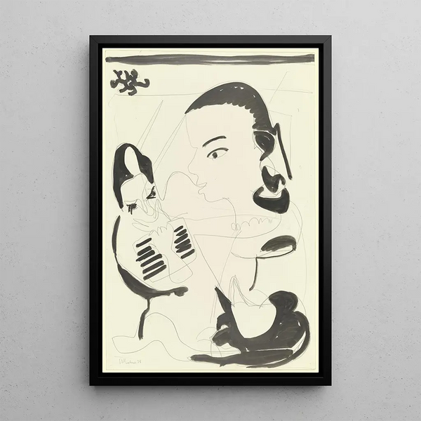Reader and Young Girl Strung - Ernst Ludwig Kirchner — framed artwork on a wall