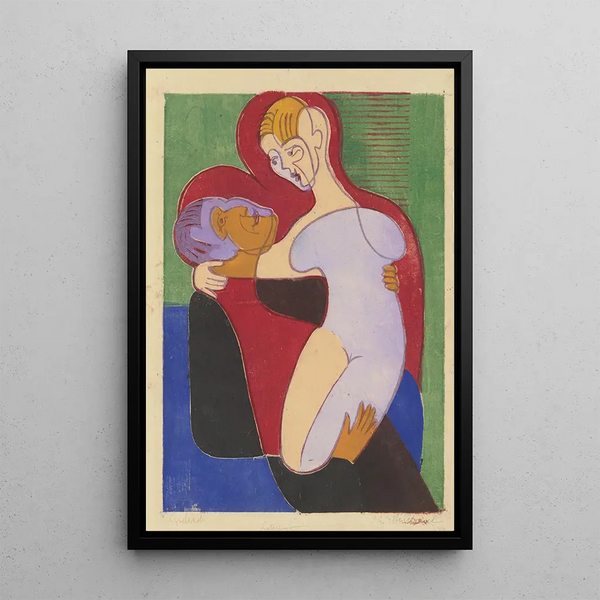 the couple in love Elisabeth and Julius Hembus - Ernst Ludwig Kirchner — framed artwork on a wall