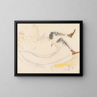 Girl lying down - Ernst Ludwig Kirchner — framed artwork on a wall