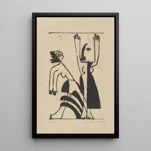 Masked Dance Painting - Ernst Ludwig Kirchner — framed artwork on a wall