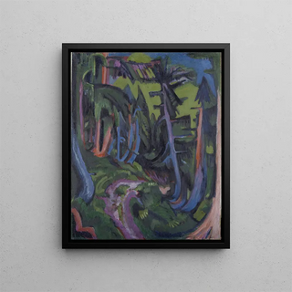 Mountain Forest Path - Ernst Ludwig Kirchner — framed artwork on a wall