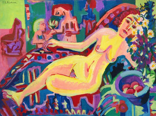 Nude girl on a sofa - Ernst Ludwig Kirchner — artwork view