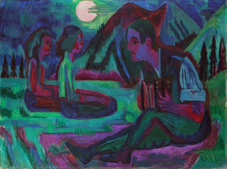 Player of Accordion under the Night Moon - Ernst Ludwig Kirchner — artwork view