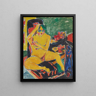Nude at the studio - Ernst Ludwig Kirchner — framed artwork on a wall