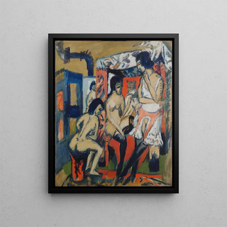 Nude in studio painting - Ernst Ludwig Kirchner — framed artwork on a wall