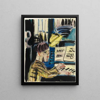 Organist Painting - Ernst Ludwig Kirchner — framed artwork on a wall