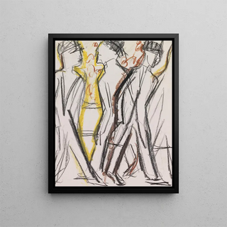 Les passants dans la rue - Ernst Ludwig Kirchner — framed artwork on a wall