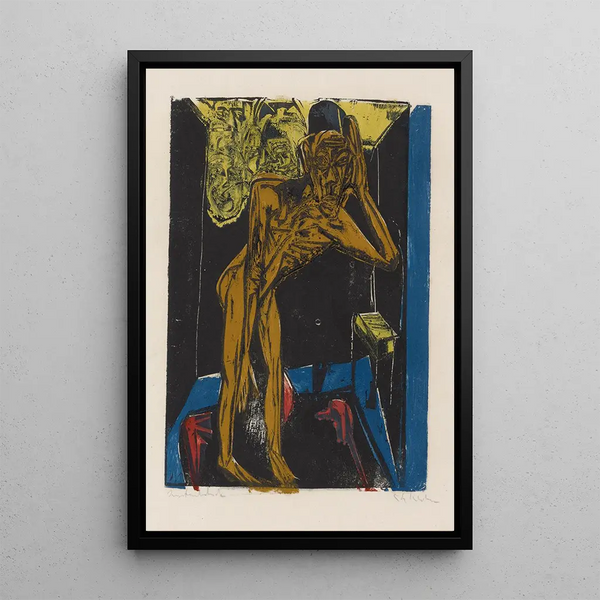 Schlemihl dans la solitude de la chambre - Ernst Ludwig Kirchner — framed artwork on a wall