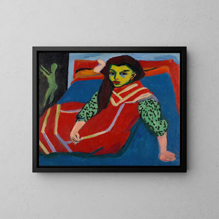 Girl sitting - Ernst Ludwig Kirchner — framed artwork on a wall
