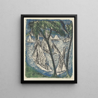 Voiliers près de Grünau - Ernst Ludwig Kirchner — framed artwork on a wall