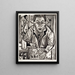 Self-portrait engraved on wood - Ernst Ludwig Kirchner — framed artwork on a wall