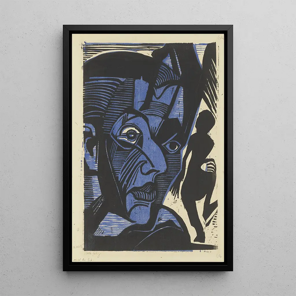 Self-portrait Melancholy of the Mountains - Ernst Ludwig Kirchner — framed artwork on a wall