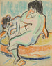 a seated and reclining nude on the bed - Ernst Ludwig Kirchner — artwork view