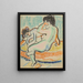 a seated and reclining nude on the bed - Ernst Ludwig Kirchner — framed artwork on a wall