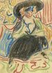 Young girl sitting with a hat - Ernst Ludwig Kirchner — artwork view