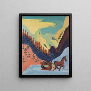 Promenade en traîneau dans la neige - Ernst Ludwig Kirchner — framed artwork on a wall