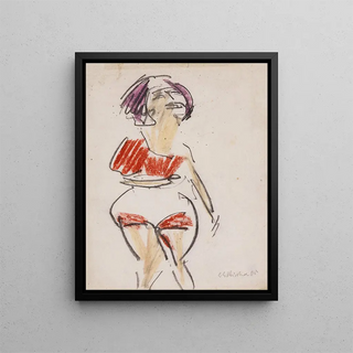 Woman Standing - Ernst Ludwig Kirchner — framed artwork on a wall