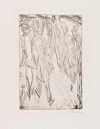 Street scene with a small dog - Ernst Ludwig Kirchner — artwork view