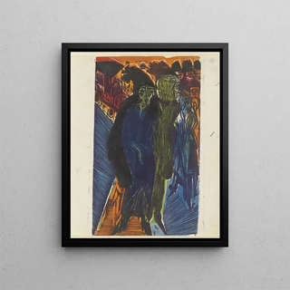 Street Scenes after the old street scene of 1914 - Ernst Ludwig Kirchner — framed artwork on a wall