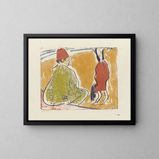 Beach Scene Painting - Ernst Ludwig Kirchner — framed artwork on a wall