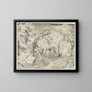 Chat en train de sauter - Ernst Ludwig Kirchner — framed artwork on a wall