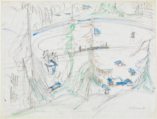 Bassin avec maisons et ligne de chemin de fer - Ernst Ludwig Kirchner — artwork view