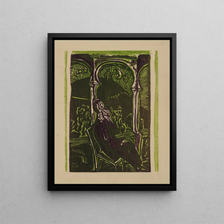 a triumphant man Botho Graef sitting on his balcony in Jena - Ernst Ludwig Kirchner — framed artwork on a wall
