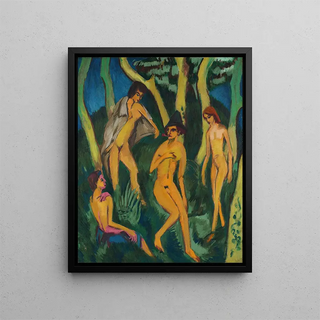 Quatre actes sous les arbres - Ernst Ludwig Kirchner — framed artwork on a wall