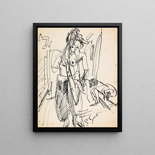 Nude Female Painting - Ernst Ludwig Kirchner — framed artwork on a wall