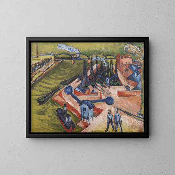 Western port painting in Frankfurt am Main - Ernst Ludwig Kirchner — framed artwork on a wall