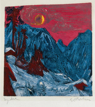 Winter Landscape Painting in Moonlight - Ernst Ludwig Kirchner — artwork view