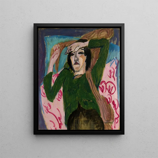 Woman in Green Jacket - Ernst Ludwig Kirchner — framed artwork on a wall