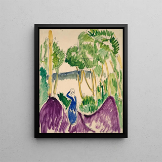Woman in the dunes of Fehmarn - Ernst Ludwig Kirchner — framed artwork on a wall