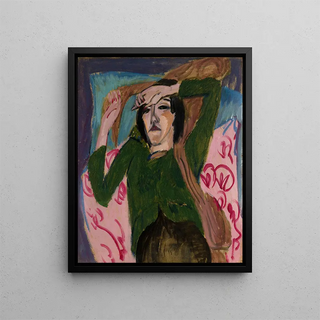 Woman in Green Blouse - Ernst Ludwig Kirchner — framed artwork on a wall