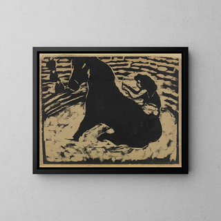 Cavalière de cirque sur poney noir - Ernst Ludwig Kirchner — framed artwork on a wall