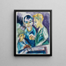 Two farmers and a boy at the well - Ernst Ludwig Kirchner — framed artwork on a wall