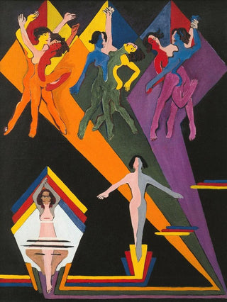 Dancing Girls in Colorful Rays - Ernst Ludwig Kirchner — artwork view