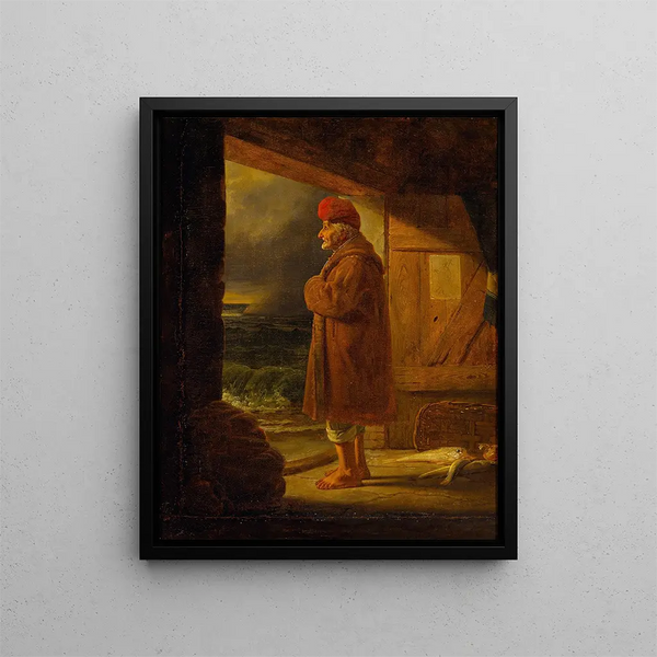 A Neapolitan Fisherman at His Door - Ernst Meyer — framed artwork on a wall